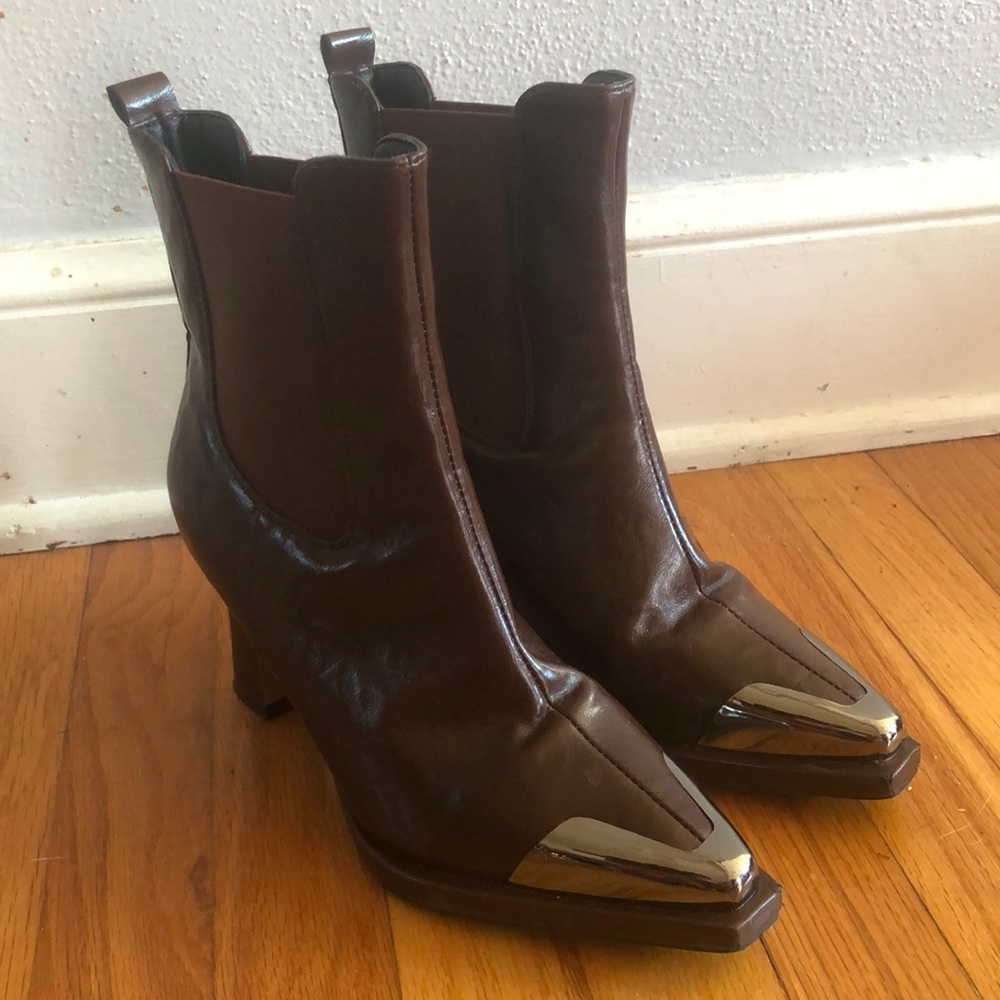 Brown heeled boots
